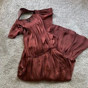 A current affair silky auburn dress in size S